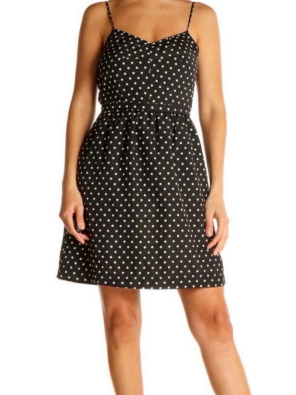 J. Crew Black Polka Dot Spaghetti Strap Mini Dress Size 0